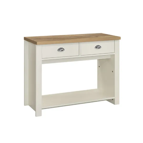 Highgate 2 Drawer Console Table Cream & Oak Effect