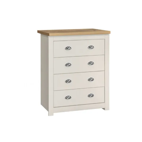 Highgate 4 Drawer Chest Cream & Oak Effect