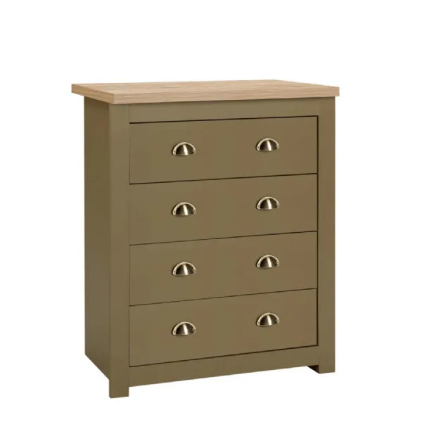 Highgate 4 Drawer Chest Olive & Oak Effect