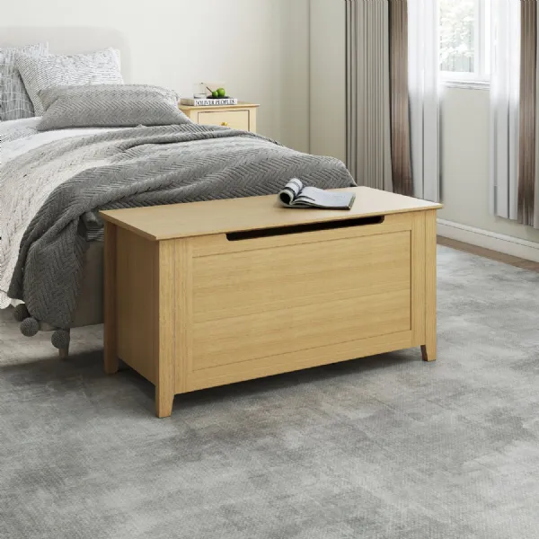 Natural Waxed Oak Antique Style Blanket Box