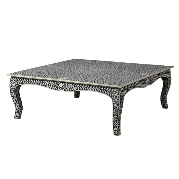 Black and White Bone Inlay Coffee Table