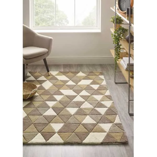Origins Geometric Honeycomb Natural Multi Colour Hand Tufted Wool Rug 120x170cm