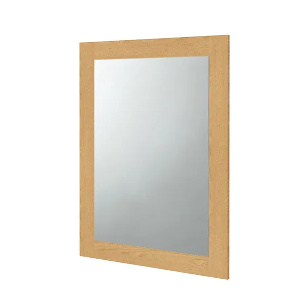 Retro Style Small Solid Oak Rectangular Wall Mirror with Hand Wax Finish