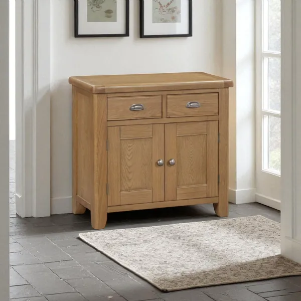 Modern Natural Oak Small 2 Door 2 Drawer Sideboard