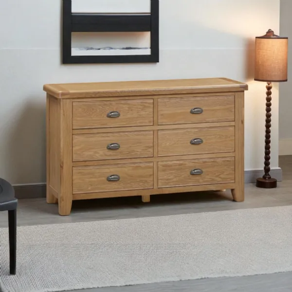 Rustic Smoked Oak Bedroom 6 Drawer Chest