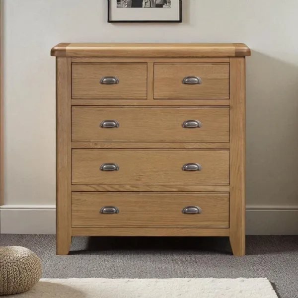 Rustic Smoked Oak 2 Over 3 Bedroom Chest