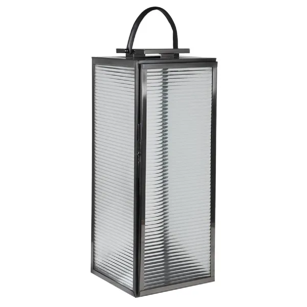 Large Ribbed Glass Lantern
