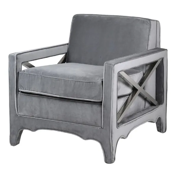 X Side Grey Plush Chair