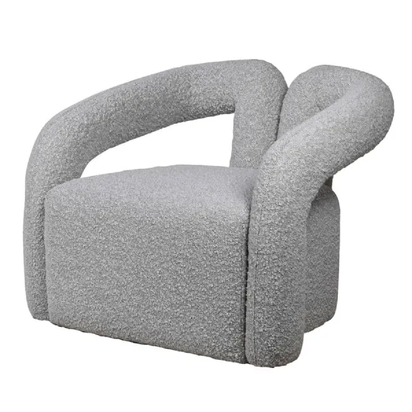 Grey Bouclé Sculpture Chair