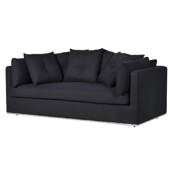 Modern Black Upholstered 2 Seater Sofa