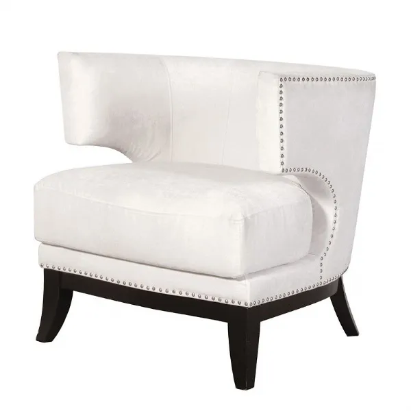 Comfy Cream Studded Velvet Modern Relaxing Armchair