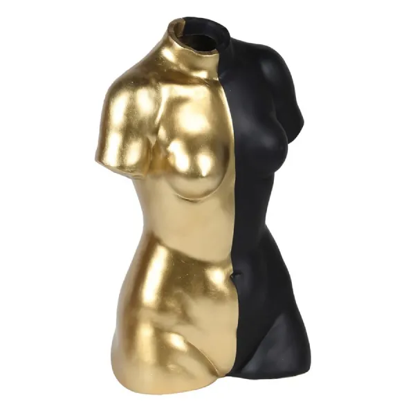 Gold and Black Torso Dry Vase