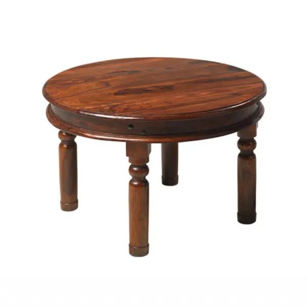 Colonial Style Dark Sheesham Round Coffee Table With Turned Legs
