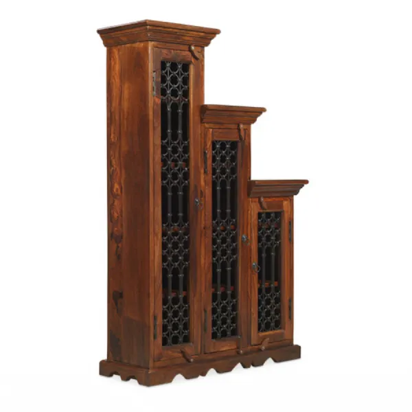 Colonial Style Dark Sheesham Wood Large Right Step CD Storage Unit