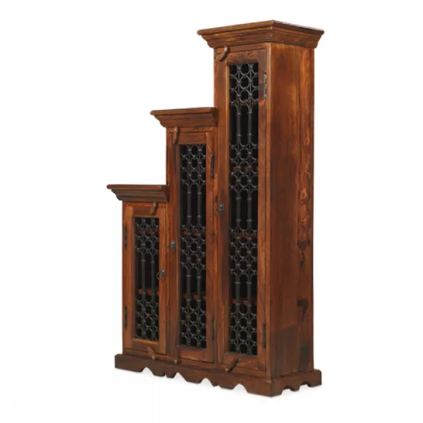 Colonial Style Dark Sheesham Wood Large Left Step CD Storage Unit