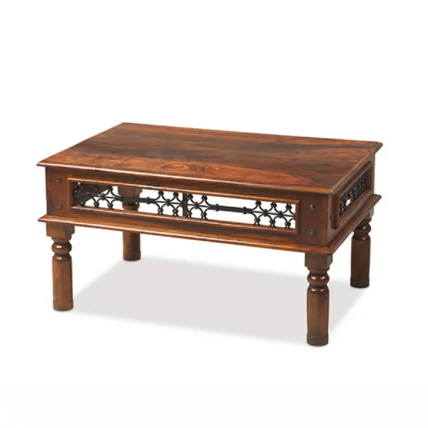 Colonial Sheesham Rectangular Coffee Table with Wrought Iron Detailing
