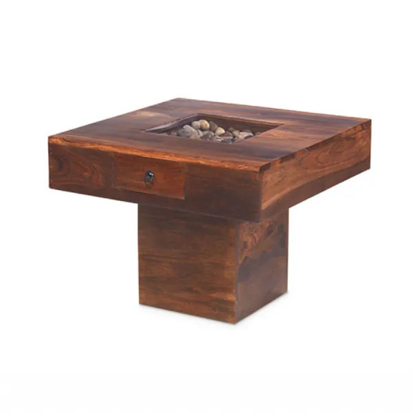 Traditional Sheesham Wood Pebble Coffee Table with Drawer