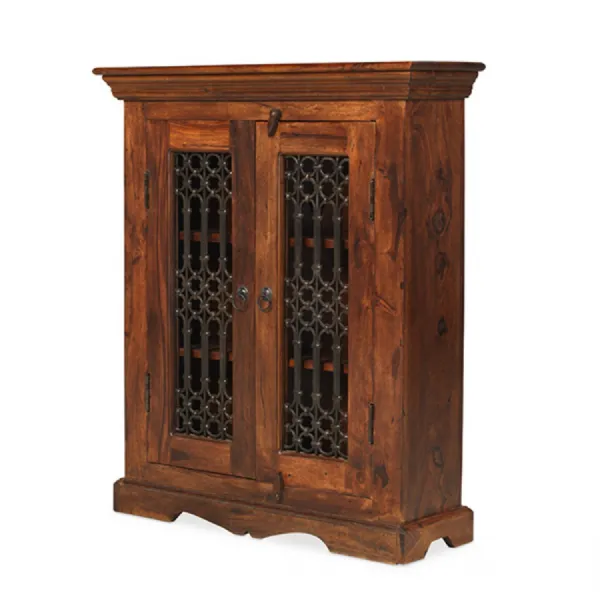 Oriental Sheesham 2 Door DVD Rack with Portcullis Detailing