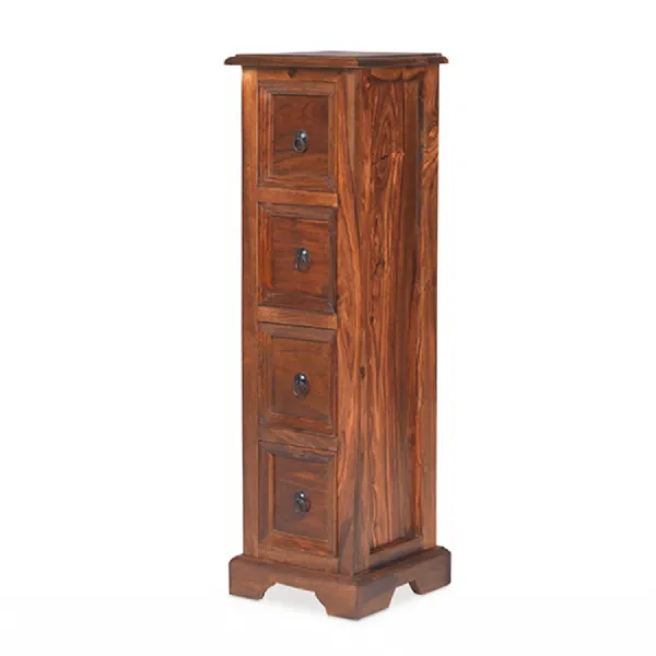 Colonial Style Dark Sheesham Wood 4 Drawer CD Storage Unit