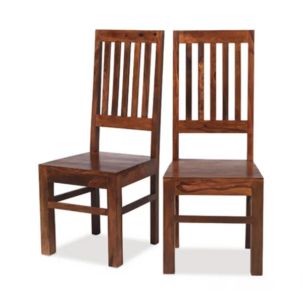 Traditional High Back Sheesham Wood Slat Dining Chairs