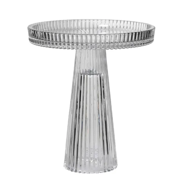 Large Ribbed Clear Glass Stand