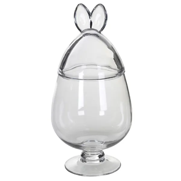 Tall Rabbit Ears Lidded Bonbon Glass Jar