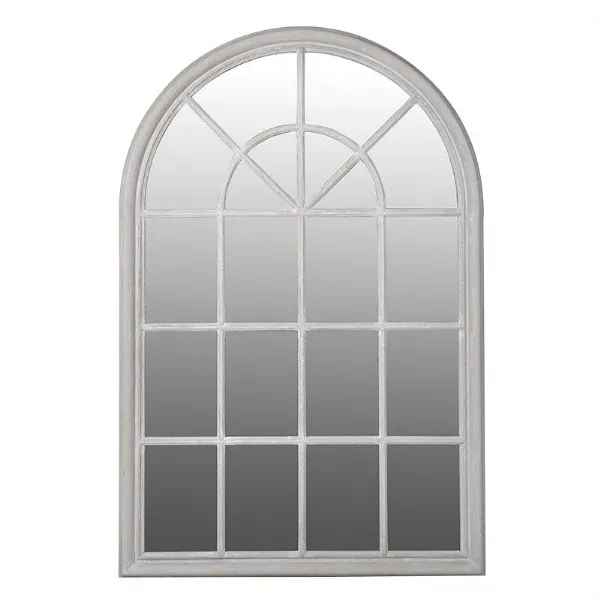 Large Grey Painted Shabby Chic Arched Multi Window Wall Mirror