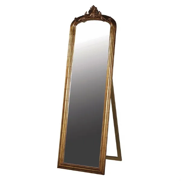 Large Antique Gold Finished Floor Standing Cheval Dressing Mirror