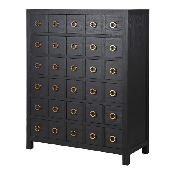 Oversized Black 6 Drawer Chest