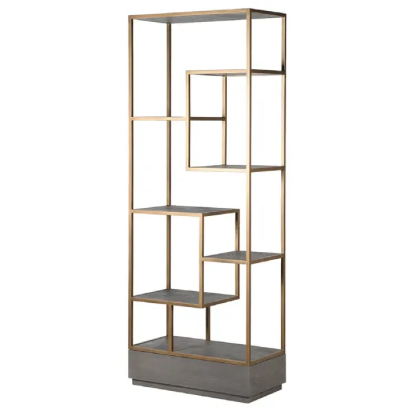Astor Squares Narrow Multi shelf Gold Display Unit