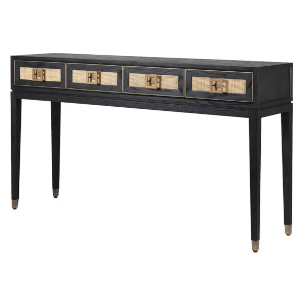 Ebony 4 Drawer Console Table