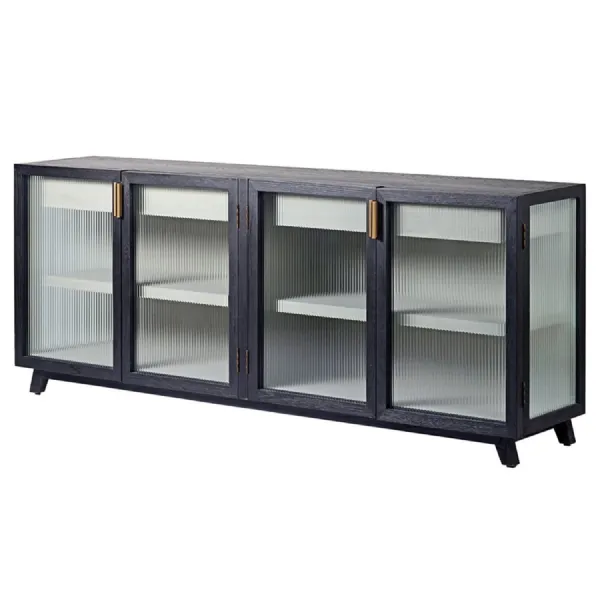 Ribbed Fluted Glass 4 Door Sideboard