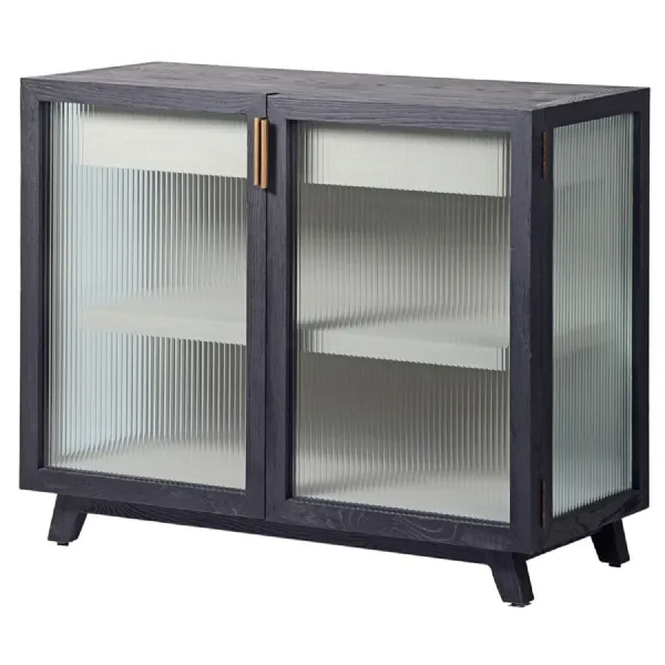 Ribbed Glass Fluted 2 Door Display Unit