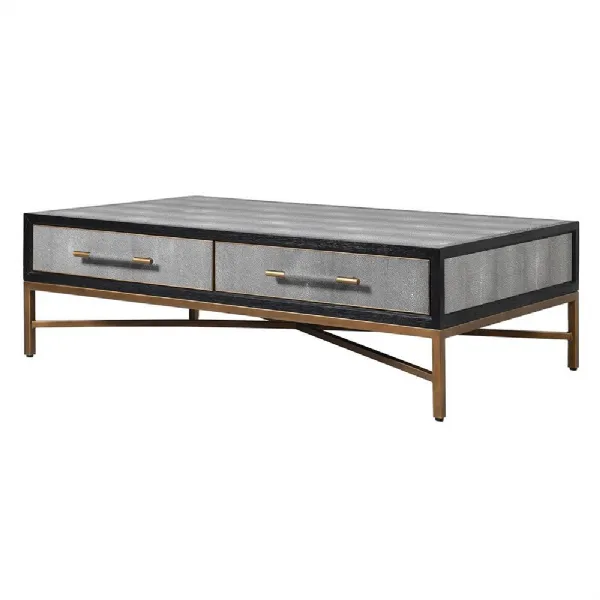 Oak And Shagreen 2 Drawer Coffee Table