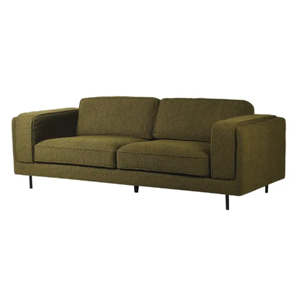 Olive Boucle Box Sofa