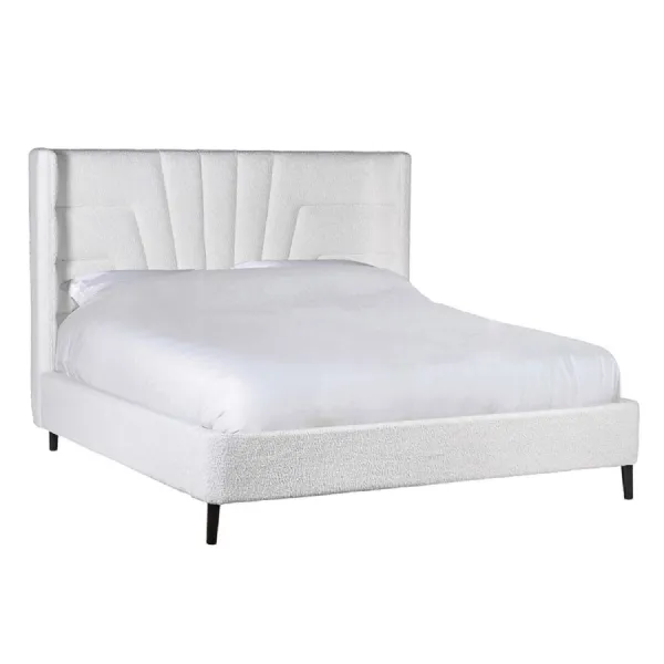 White Boucle Deco Style 6ft. Super King size Bed