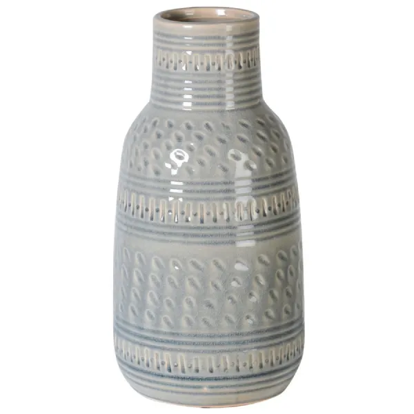 Large Soft Grey Patterned Vase