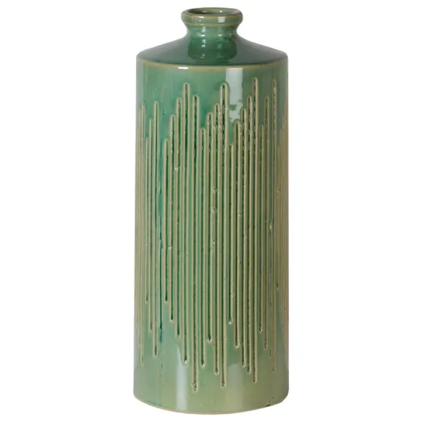 Tall Yellow and Green Bottle Vase