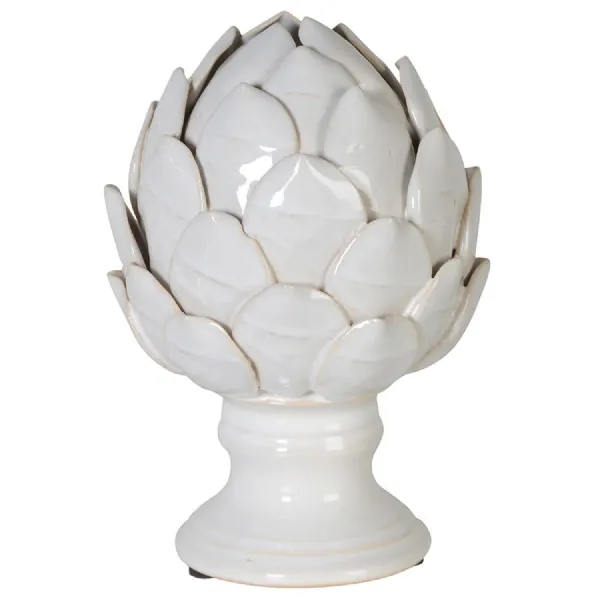 Small White Ceramic Artichoke On Stand