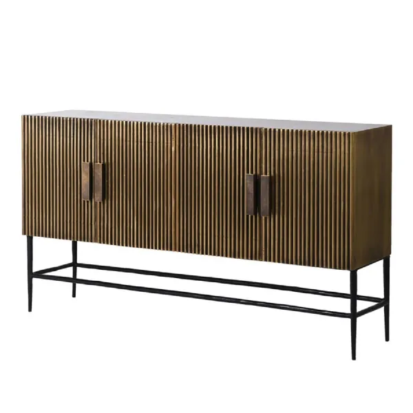 Madison Antique Brass Round Ribbed 4 Door Sideboard