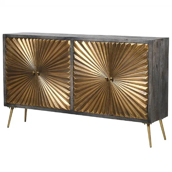 Brass Sunburst 4 Drawer Sideboard