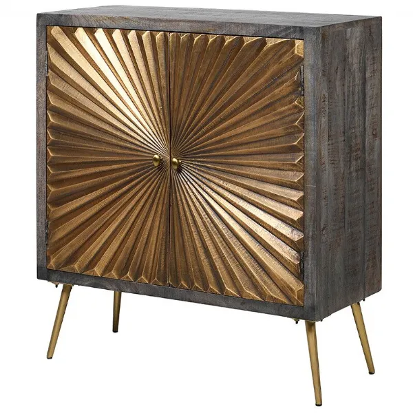 Brass Sunburst 2 Drawer Sideboard