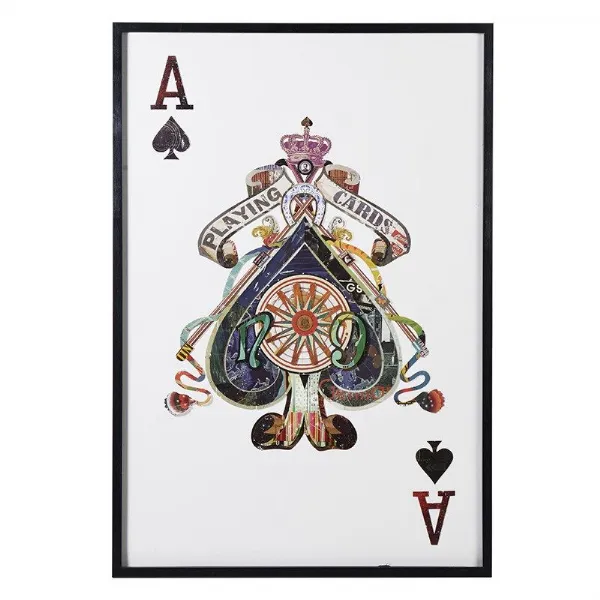 Cool Modern Stylised Ace Of Spades Large Black Framed Picture