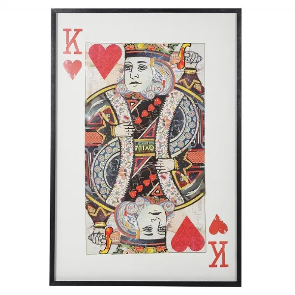 Large King of Hearts Picture Playing Card in Black Frame