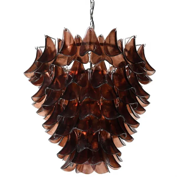 Smoked Glass Tiered Leaf Chandelier