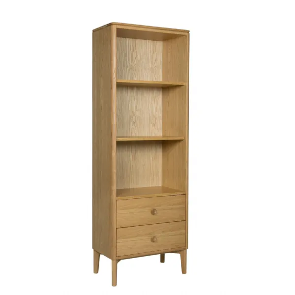 Modern Natural Oak 2 Drawer 3 Shelf Open Storage Unit