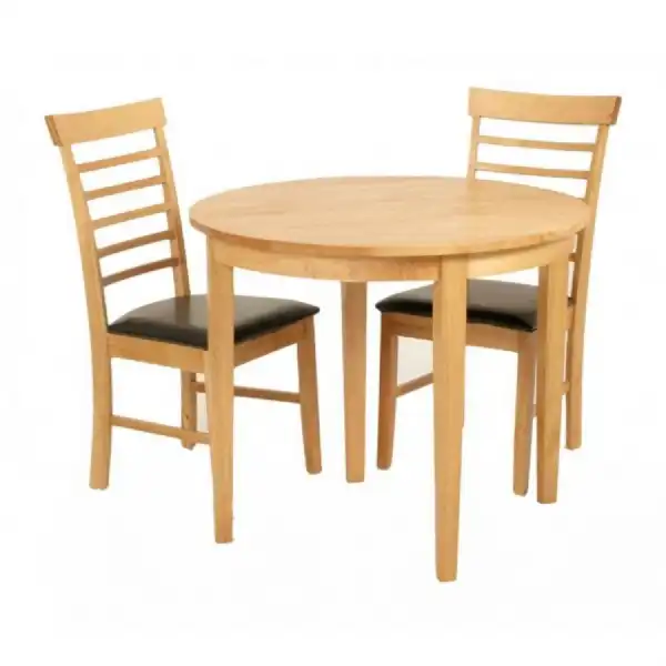 Andover Light Solid Hardwood Half Moon Extending Dining Table And 2 Chairs