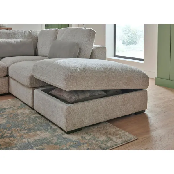Modern Light Grey Velvet Fabric Storage Ottoman