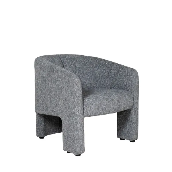 Blue Chenille Fabric Upholstered Curved Accent Chair