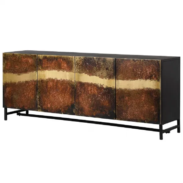 Oxidised Effect Iron 4 Door Sideboard